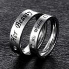 Couple Matching Engraved Rhinestone Ring
