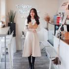 Spaghetti-strap Faux-fur Trim Dress