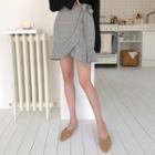 Ruffle-trim Glen-plaid Mini Wrap Skirt