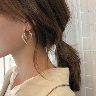 925 Sterling Sliver Double Square Drop Earring Gold - One Size