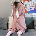 Hooded Zip-up Fleece Sleep Jumpsuit