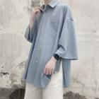 3/4-sleeve Slit-side Shirt