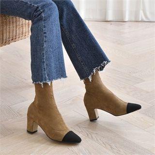 Block-heel Toe-cap Short Boots