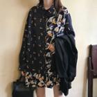 Set: Loose-fit Blazer + Print Ruffled Shirtdress