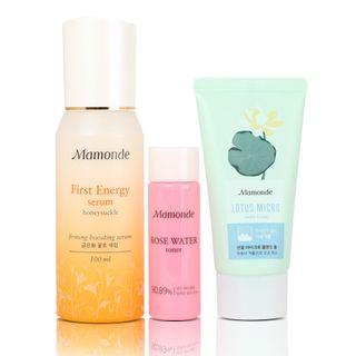 Mamonde - First Energy Serum Set: Serum 100ml + Rose Water Toner 25ml + Lotus Micro Cleansing Foam 50ml 3pcs