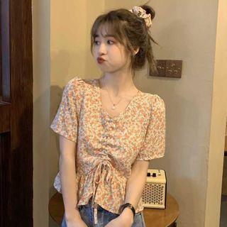 Short-sleeve Floral Print Blouse / Camisole Top
