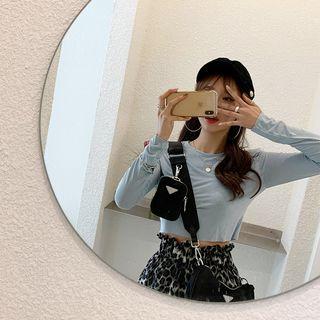 Padded-shoulder Cropped T-shirt
