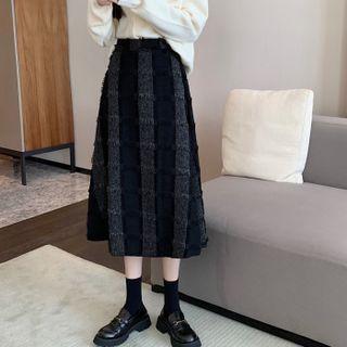 Plaid Fringed Skirt