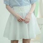 Lace-up Waist Flare Miniskirt