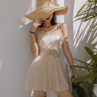 Ruffled Mesh Overlay Swimdress
