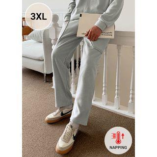 Drawstring-waist Polar-fleece Straight-cut Pants
