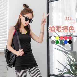 Colorblock Trim Y-back Longline Tank Top
