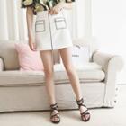 Piped Chiffon Mini Skirt