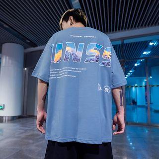 Dop-shoulder Printed T-shirt