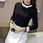 Mock Turtleneck Bow Accent Knit Top