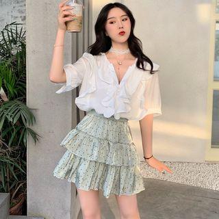 Dotted Layer A-line Skirt