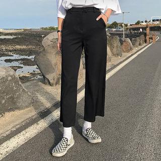 Tab-front Wide-leg Pants