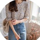 Frilled Sleeve Floral Print Blouse