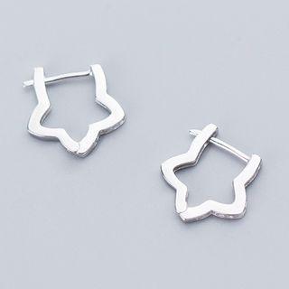 925 Sterling Silver Rhinestone Mini Star Hoop Earring 1 Pair - One Size