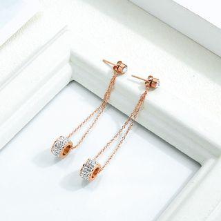 Stainless Steel Rhinestone Dangle Earring 535 - 1 Pair - One Size