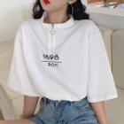 Short-sleeve Half-zip Numbering T-shirt