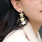 Matte Star Dangle Earring Silver Needle - Stars - Gold - One Size