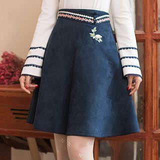Crochet Trim Embroidery A-line Skirt
