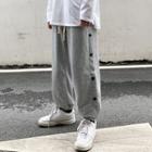 Gather-hem Side Buttoned Sweatpants