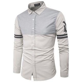 Long Sleeve Color Block Striped Shirt