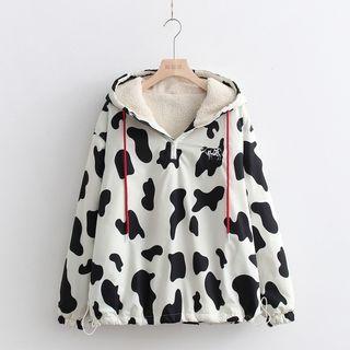 Cow Print Hal-zip Hoodie