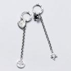 925 Sterling Silver Heart & Disc Dangle Earring 1 Pair - S925 Silver - One Size