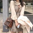 Cropped Hoodie / Plaid Pinafore Dress