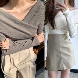 Ribbed Knit Top / A-line Skirt / Wide Leg Pants