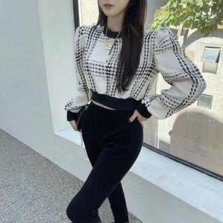 Cropped Check Sweatshirt