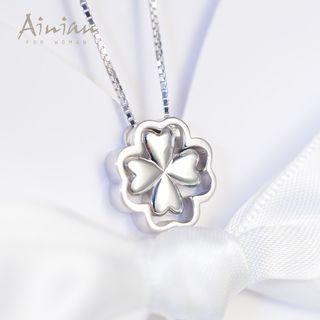 925 Sterling Silver Four Leaf Clover Pendant Necklace