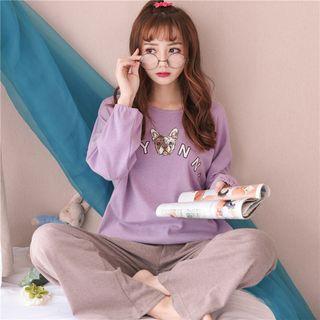 Loungewear Set: Dog Print Top + Pants