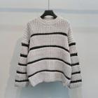 Perforated Stripe Long-sleeve Sweater