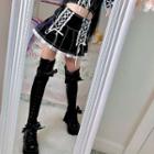 Lace-up Two-tone Mini A-line Skirt