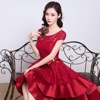 High-low Lace Mini Prom Dress