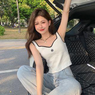 Flower Print Contrast Trim Camisole Top