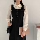 Long-sleeve Shirt / Midi A-line Jumper Dress / Set