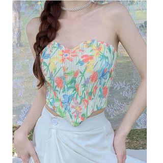 Floral Strapless Corset Top