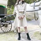 Set: Double Breasted Tweed Jacket + Plain A-line Skirt