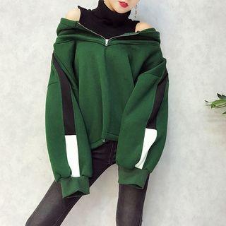 Contrast Trim Mock Two-piece Hoodie