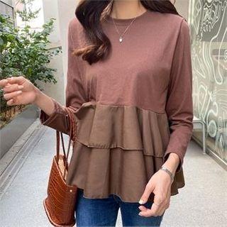 Round-neck Ruffle-layered Top