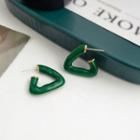 Sterling Silver Triangle Ear Stud 1 Pair - Green - One Size