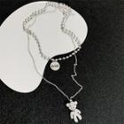 Bear Rhinestone Pendant Layered Alloy Necklace Necklace - Bear - Silver - One Size