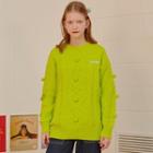 Pompom Detail Cable Knit Sweater Lime Green - One Size