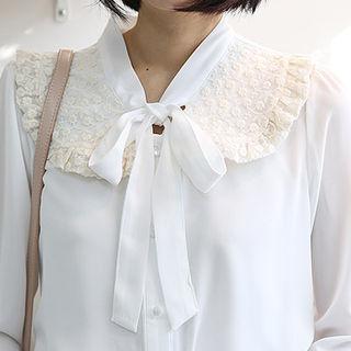 Tie-neck Lace-detail Shirt