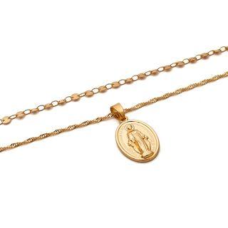 Embossed Disc Layered Necklace